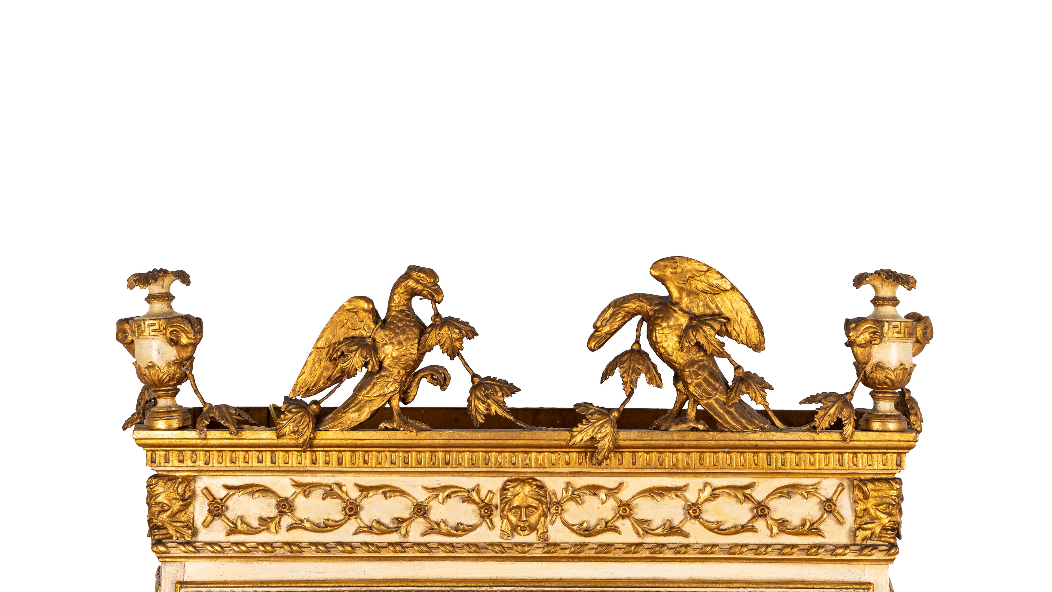 Vetrina in stile Impero, legno laccato e dorato, fine XIX - inizio XX secolo