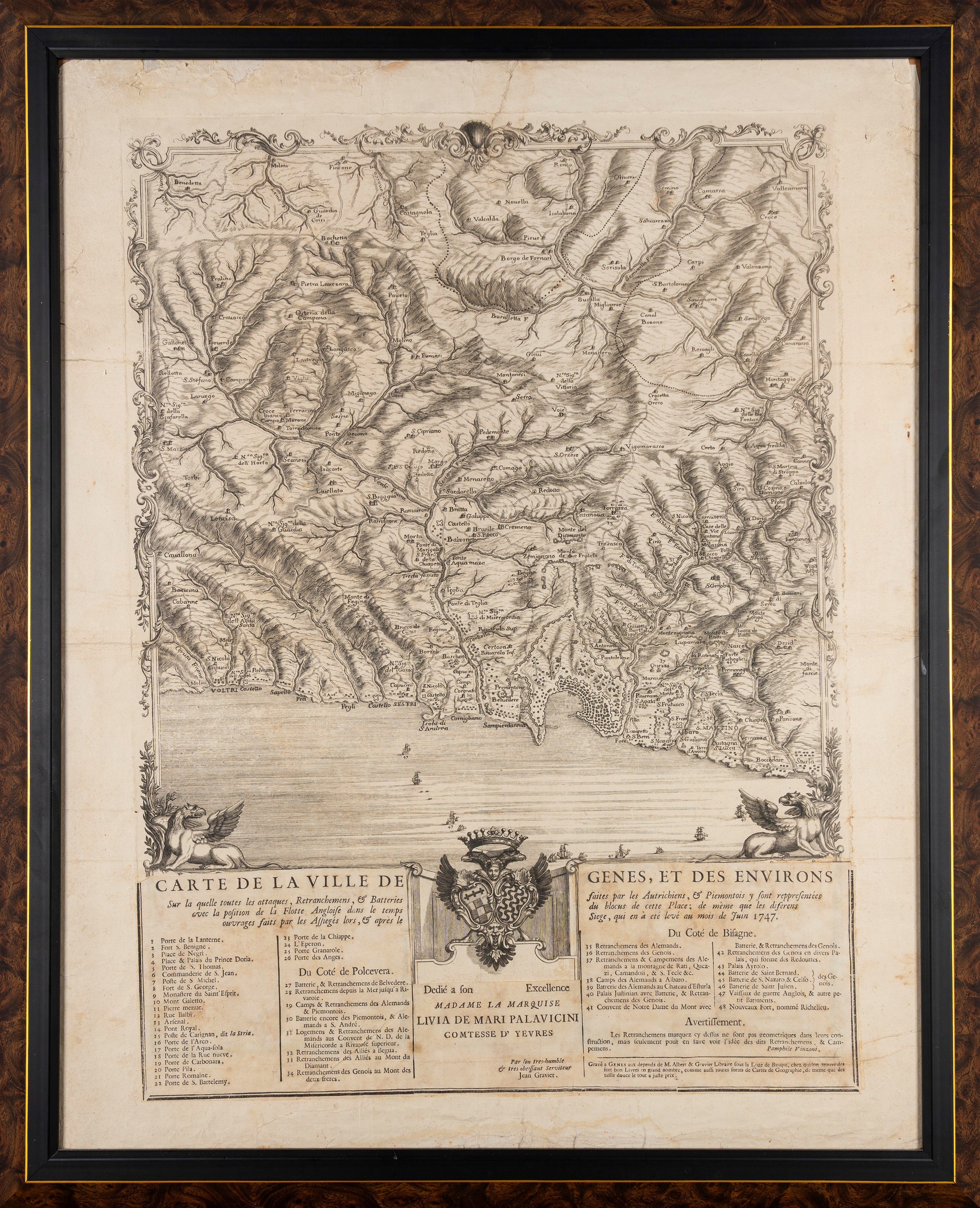 Due stampe geografiche di Genova e del Piemonte con il Monferrato, stampa, cm 75 x 61 e cm 56,5 x...