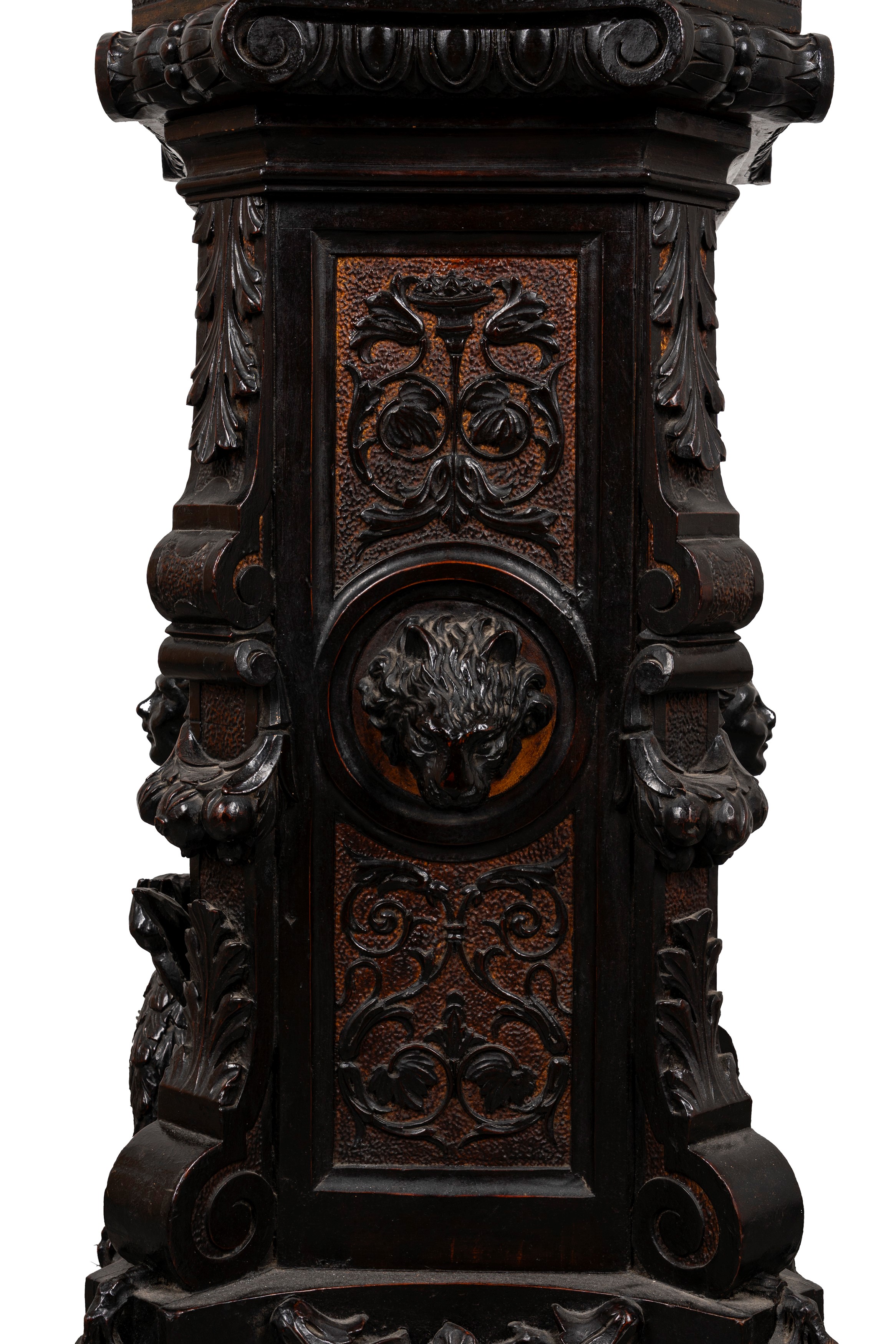 Grande scultura reggitorcia in legno ebanizzato raffigurante schiava moresca, secolo XIX