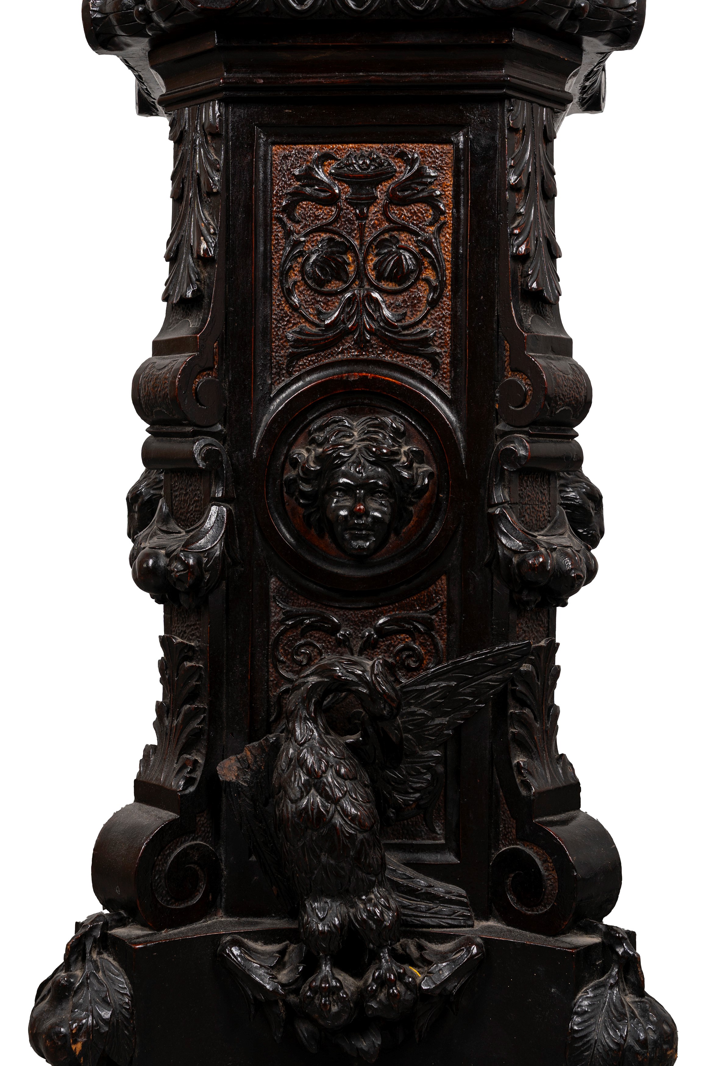 Grande scultura reggitorcia in legno ebanizzato raffigurante schiava moresca, secolo XIX