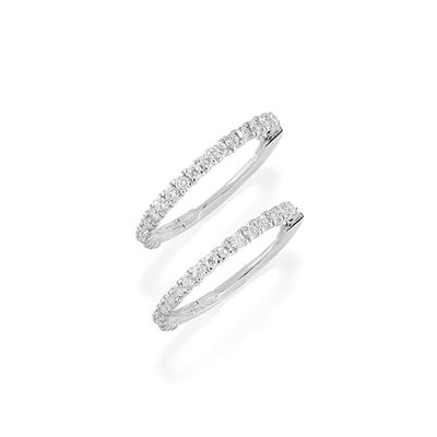 Orecchini a cerchio, oro bianco 18k con diamanti taglio brillante (totale ca. 1,40 ct)