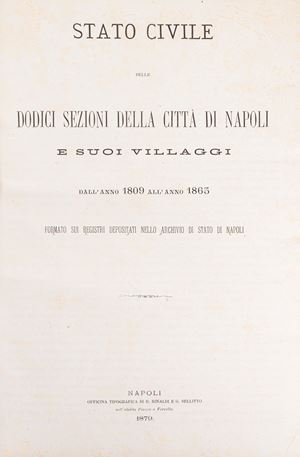 Stato civile delle dodici sezioni della citt&agrave; di Napoli e suoi villaggi dall'anno 1809 all'anno 1865