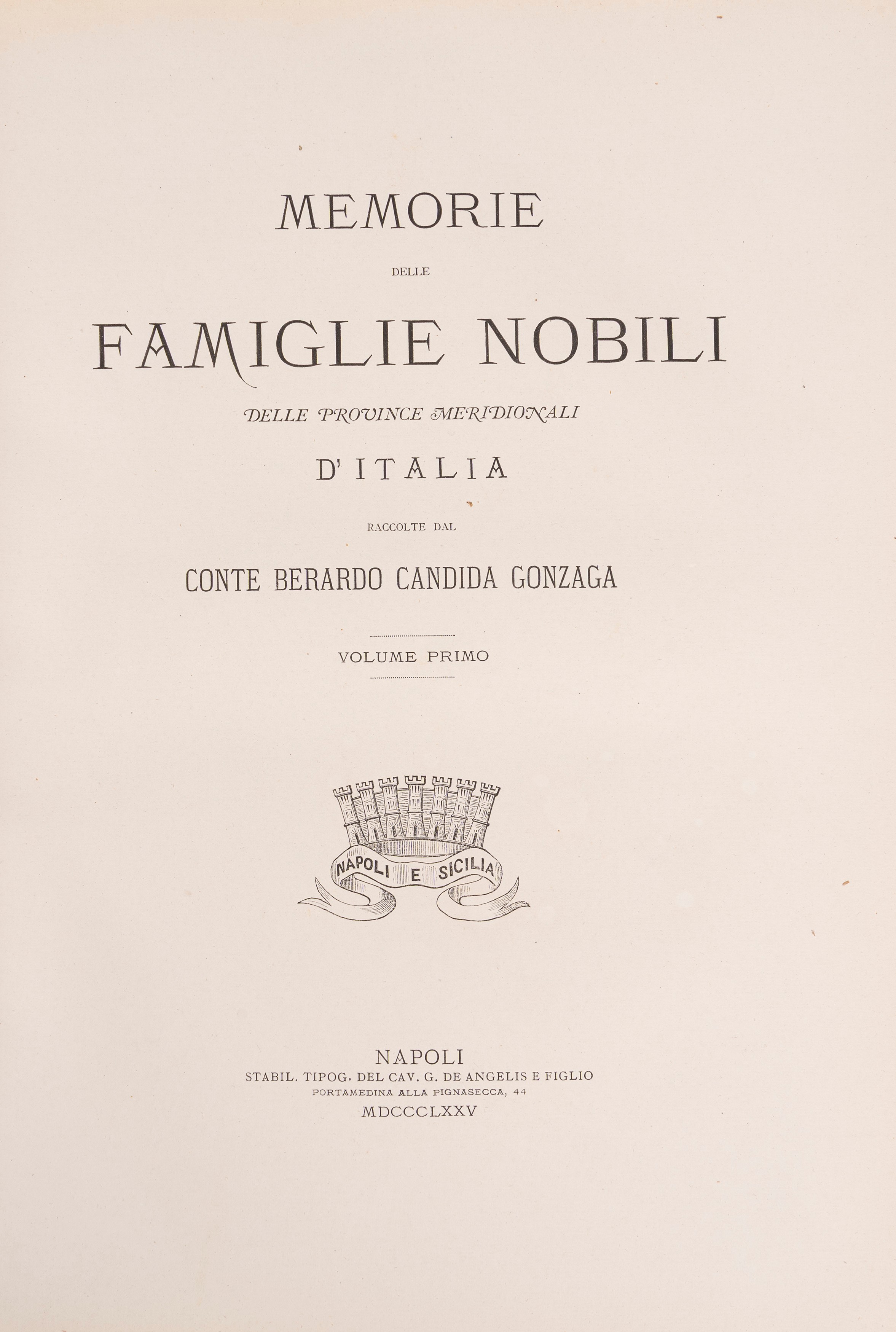 Memorie delle Famiglie Nobili delle Province meridionali d'Italia