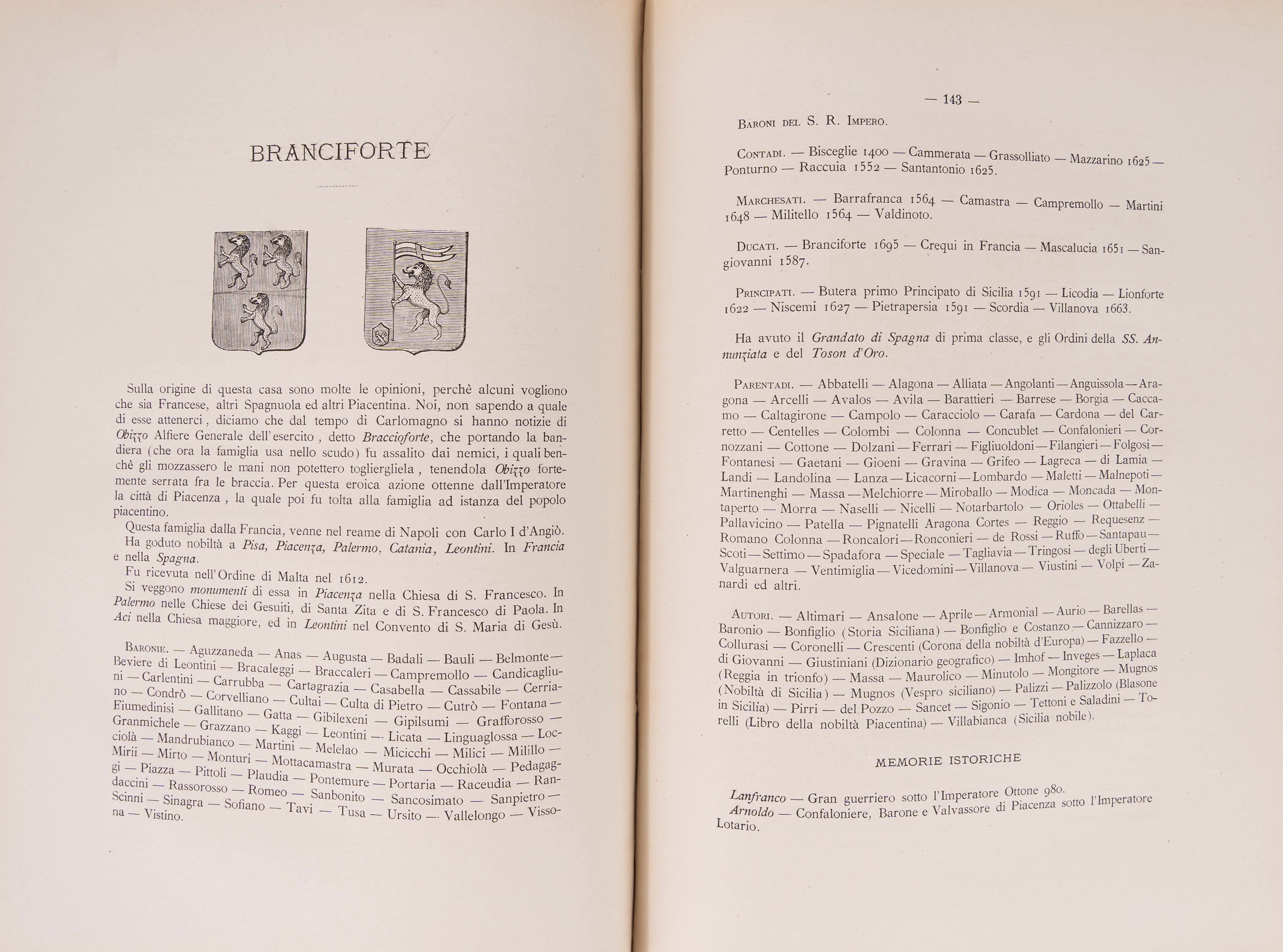 Memorie delle Famiglie Nobili delle Province meridionali d'Italia