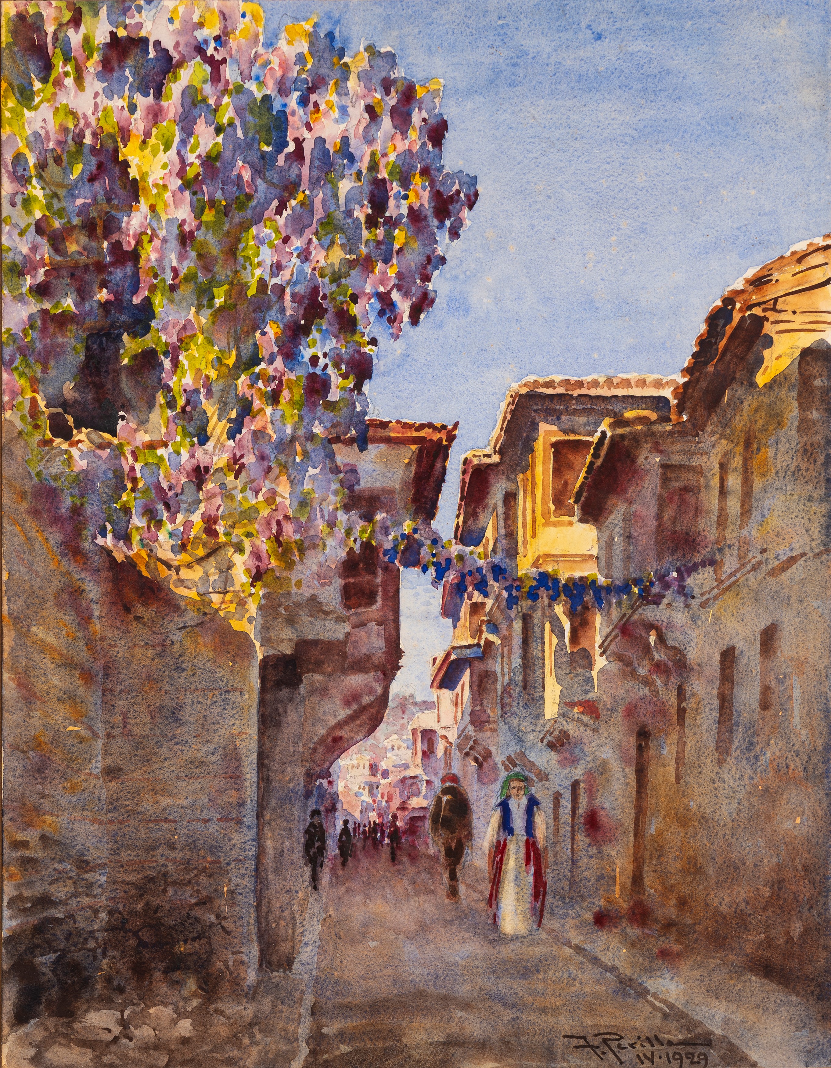 Francesco Perilla - Coppia di acquerelli con scorci di Kos, 1929