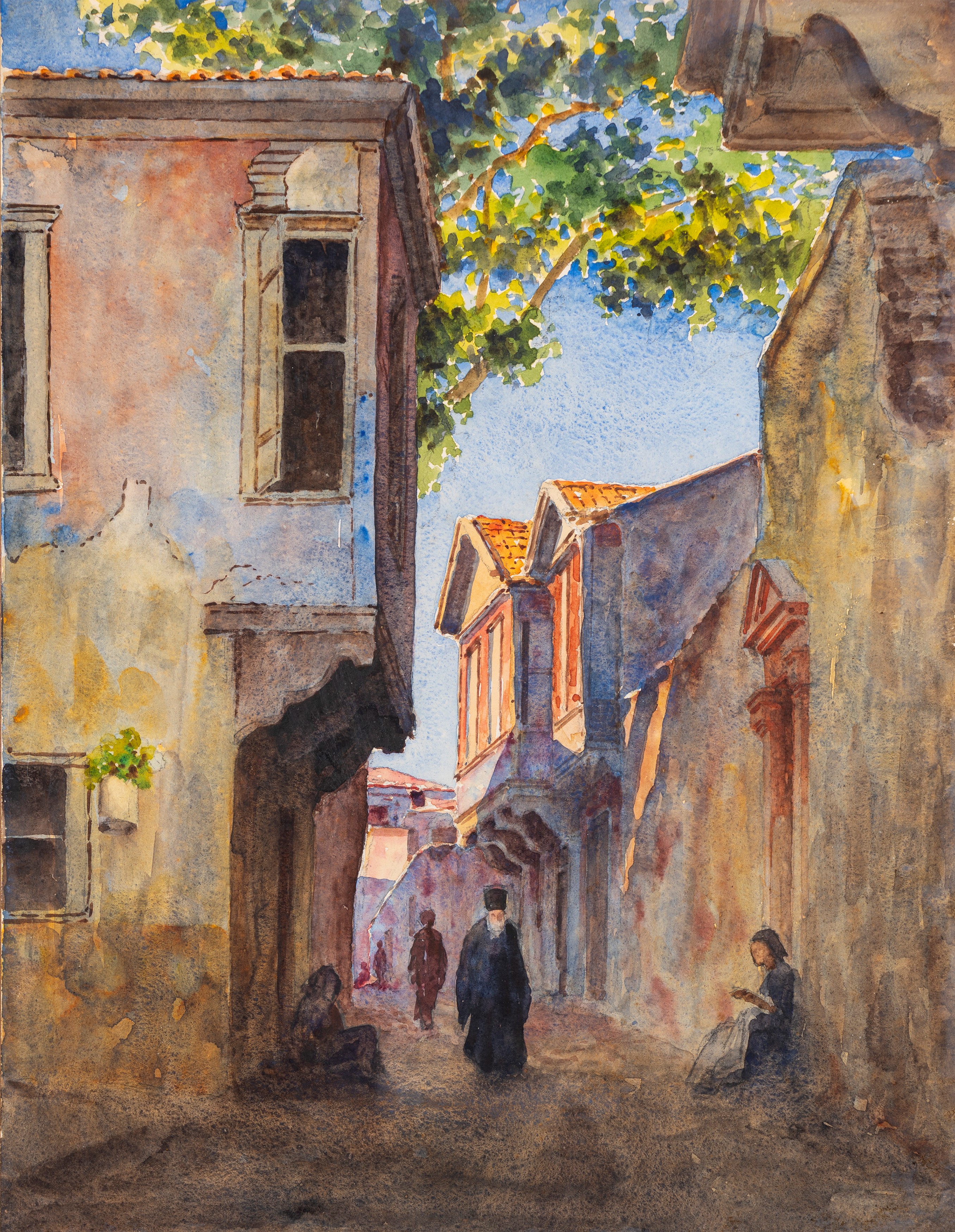 Francesco Perilla - Coppia di acquerelli con scorci di Kos, 1929
