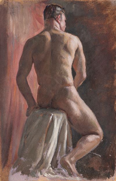 Autore sconosciuto, Nudo accademico, olio su cartone