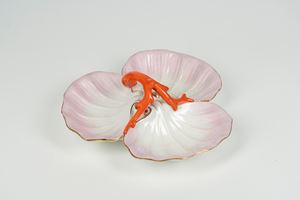 Antipastiera in porcellana policroma S.C Richard. Secolo XX.