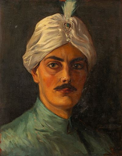 Ritratto di principe indiano, olio su compensato