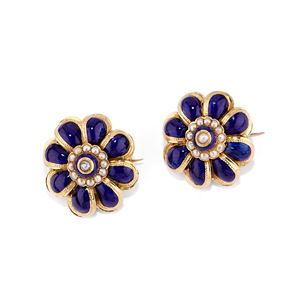 Coppia di spille in smalto