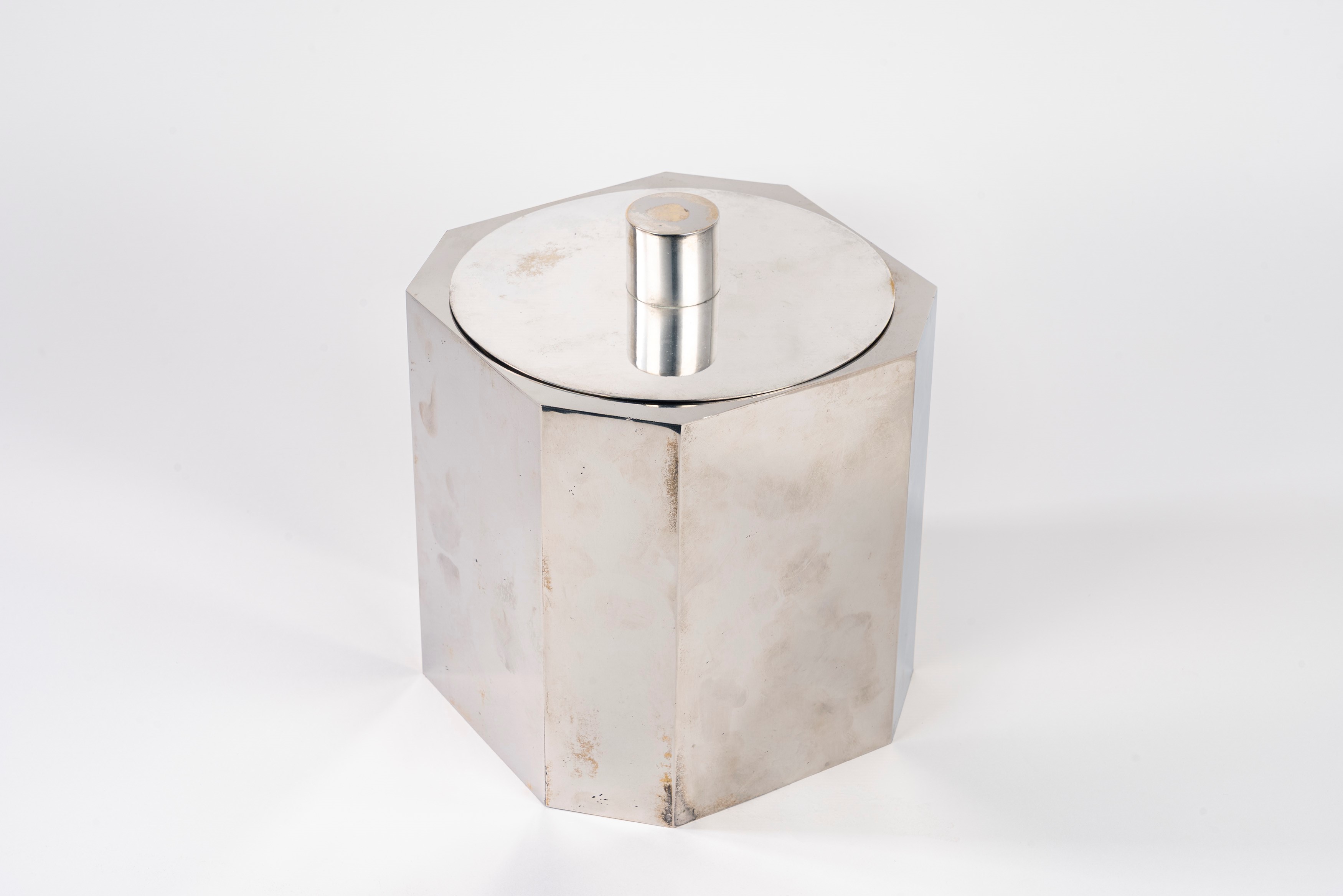 Glacette in silver plate con coperchio, anni '70 del Novecento