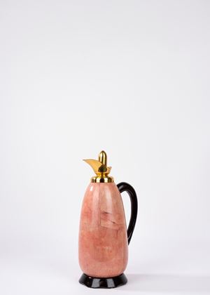 Wooden pourer covered in parchment, with brass details, Aldo Tura, 1950s