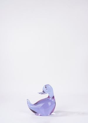 Papera in vetro di Murano lilla, Licio Zanetti