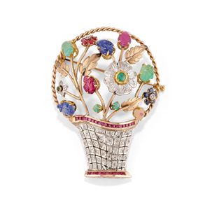 Spilla con vaso di fiori