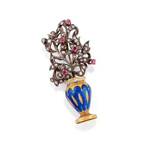 Spilla con vaso di fiori