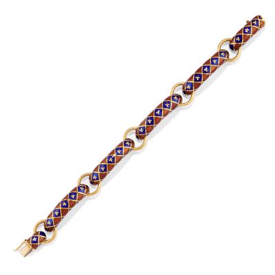 Bracciale in oro giallo 18k con smalti policromi