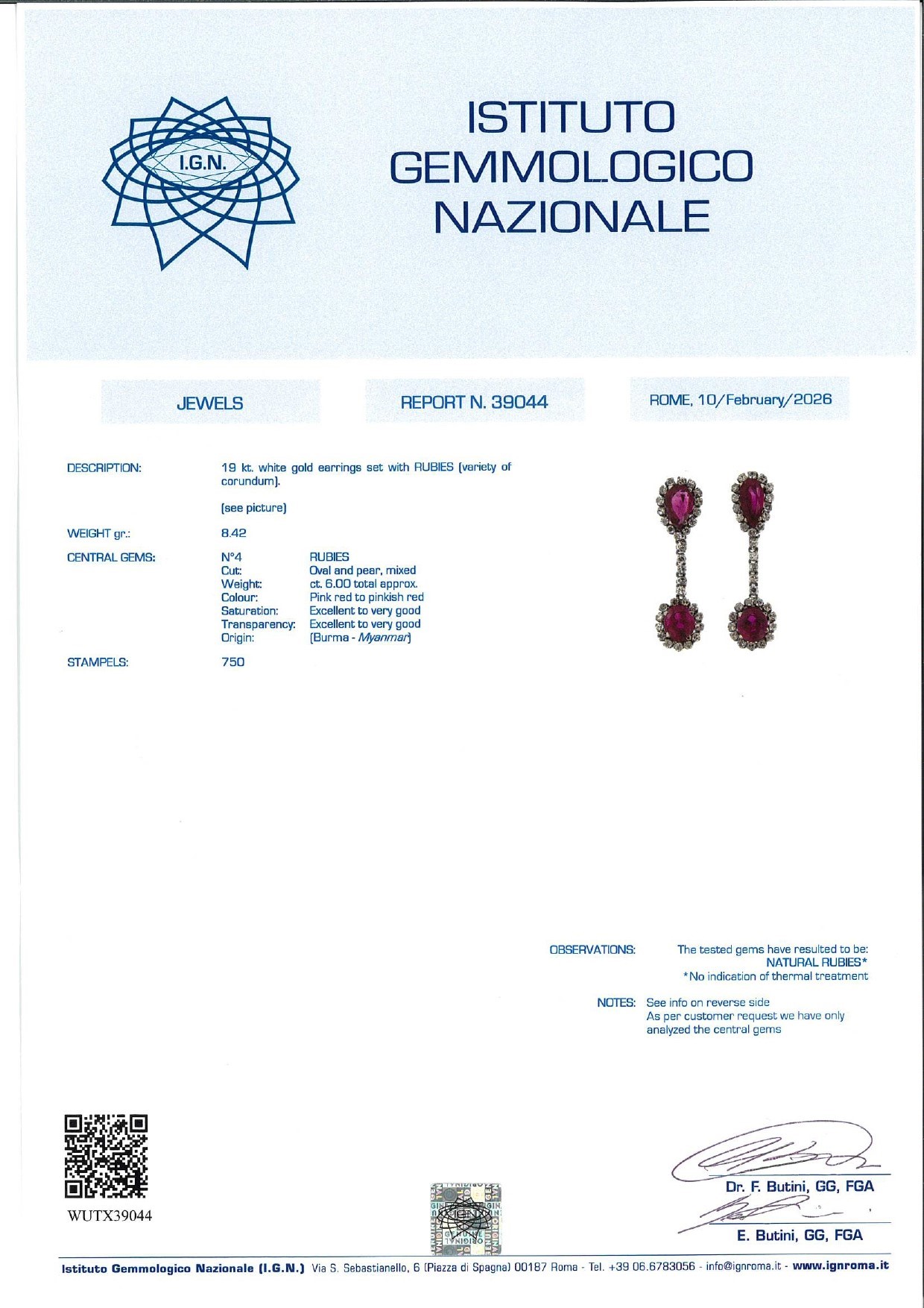 Orecchini con rubini