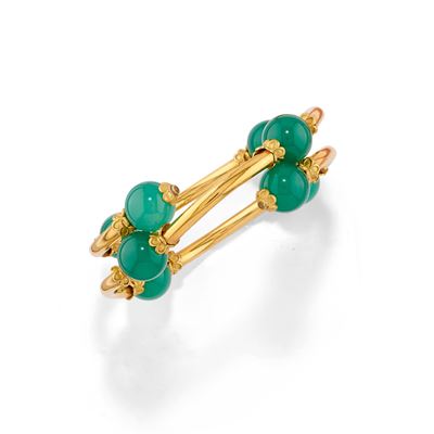 Bracciale in oro giallo 18k con crisoprasio