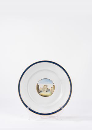Piatto in porcellana con veduta di Piazza San Marco a Firenze, manifattura Ginori a Doccia, inizi secolo XIX