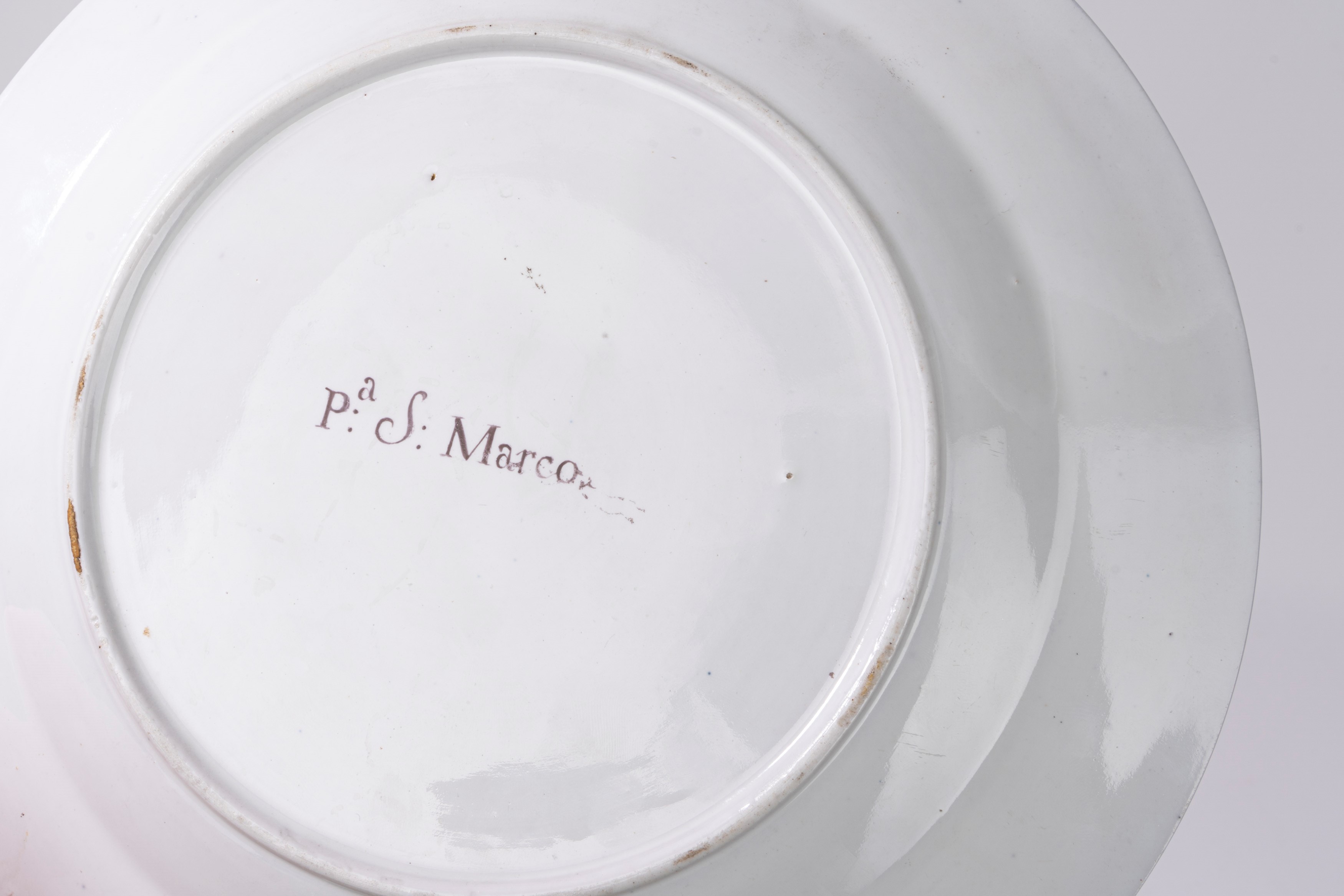 Piatto in porcellana, veduta di Piazza San Marco a Firenze, manifattura Ginori, inizio secolo XIX