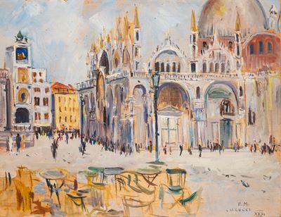 Venezia, Piazza San Marco, olio su compensato