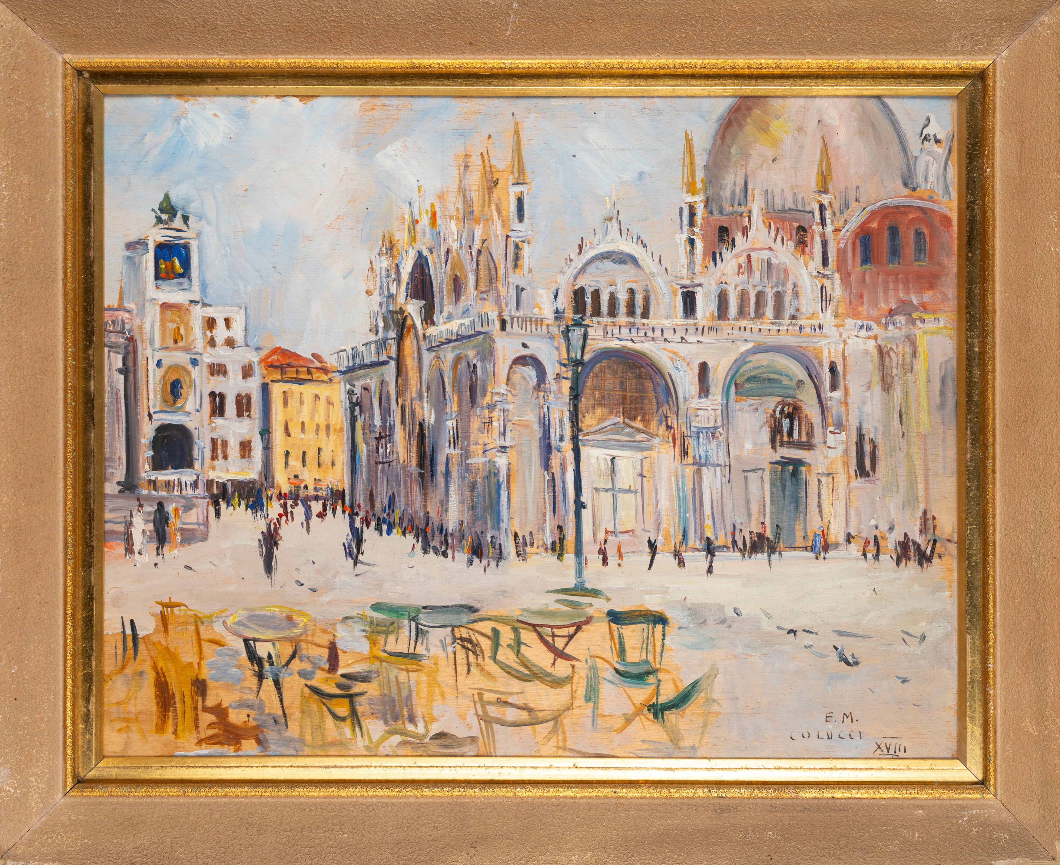 Edoardo Maria Colucci - Venezia, Piazza San Marco, olio su compensato