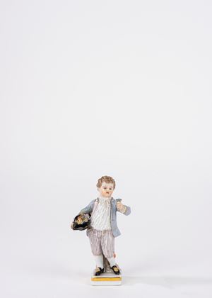 Paggetto in porcellana policroma, Meissen fine secolo XIX - inizio secolo XX