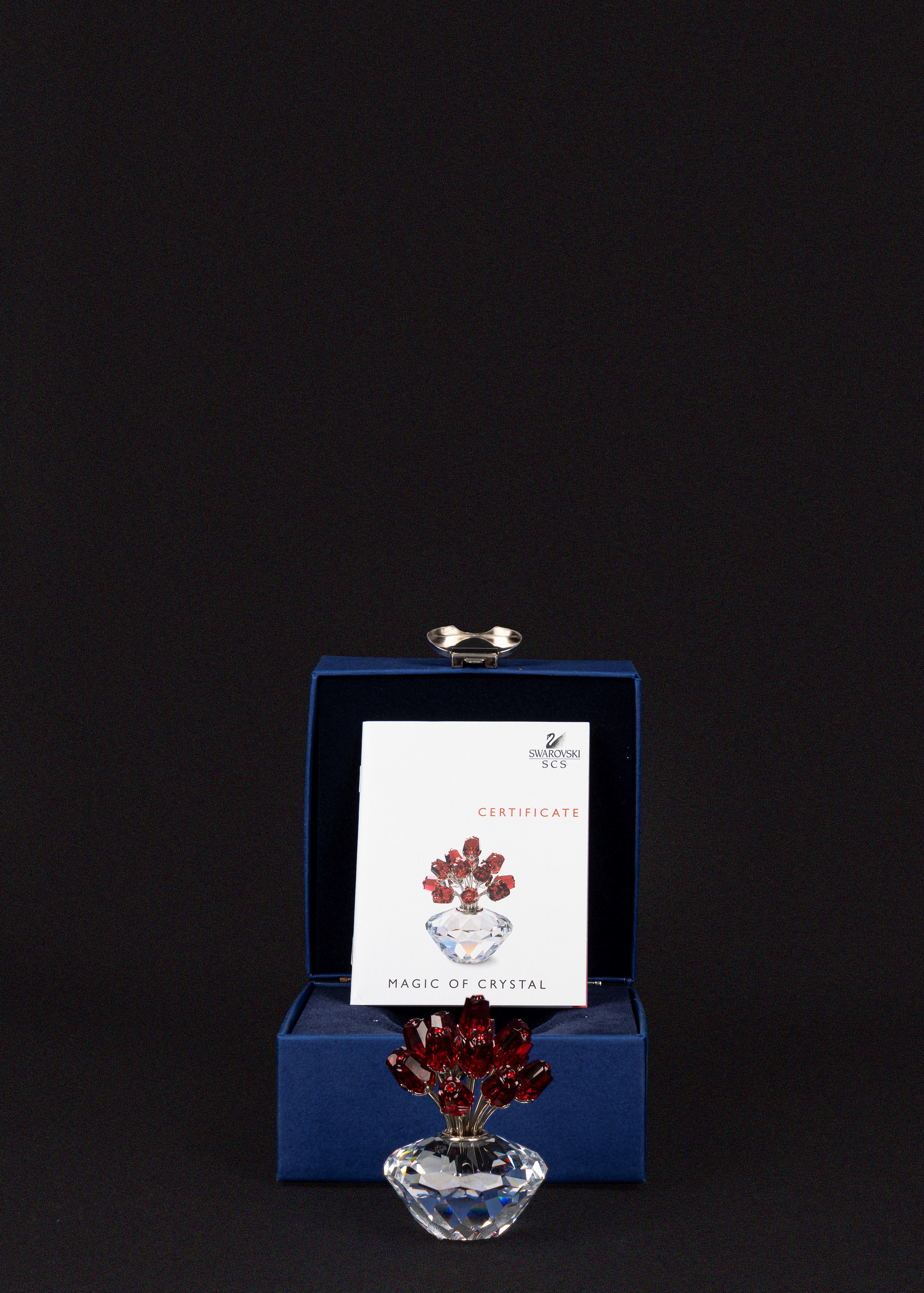 Swarovski - Vaso di rose rosse in cristallo, edizione limitata 2002