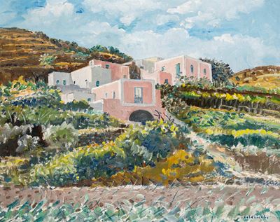 Isola di Ponza, olio su cartone telato