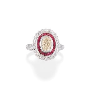 Anello con diamanti e rubini