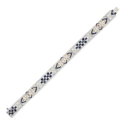 Bracciale in platino 900 con zaffiri e diamanti