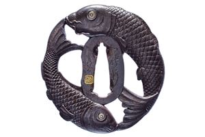 Tsuba firmata Hideyoshi, Joriuken, con kakihan
