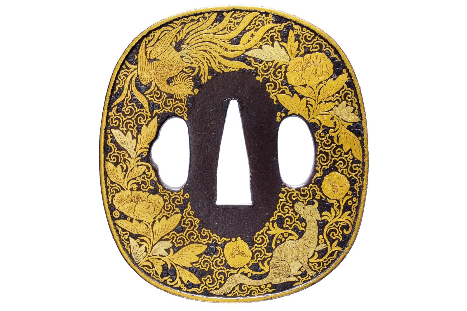 Importante tsuba in stile Goto firmata Nagayo e con sigillo