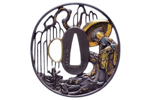 Bella tsuba della scuola Shoami firmata Nobutoku