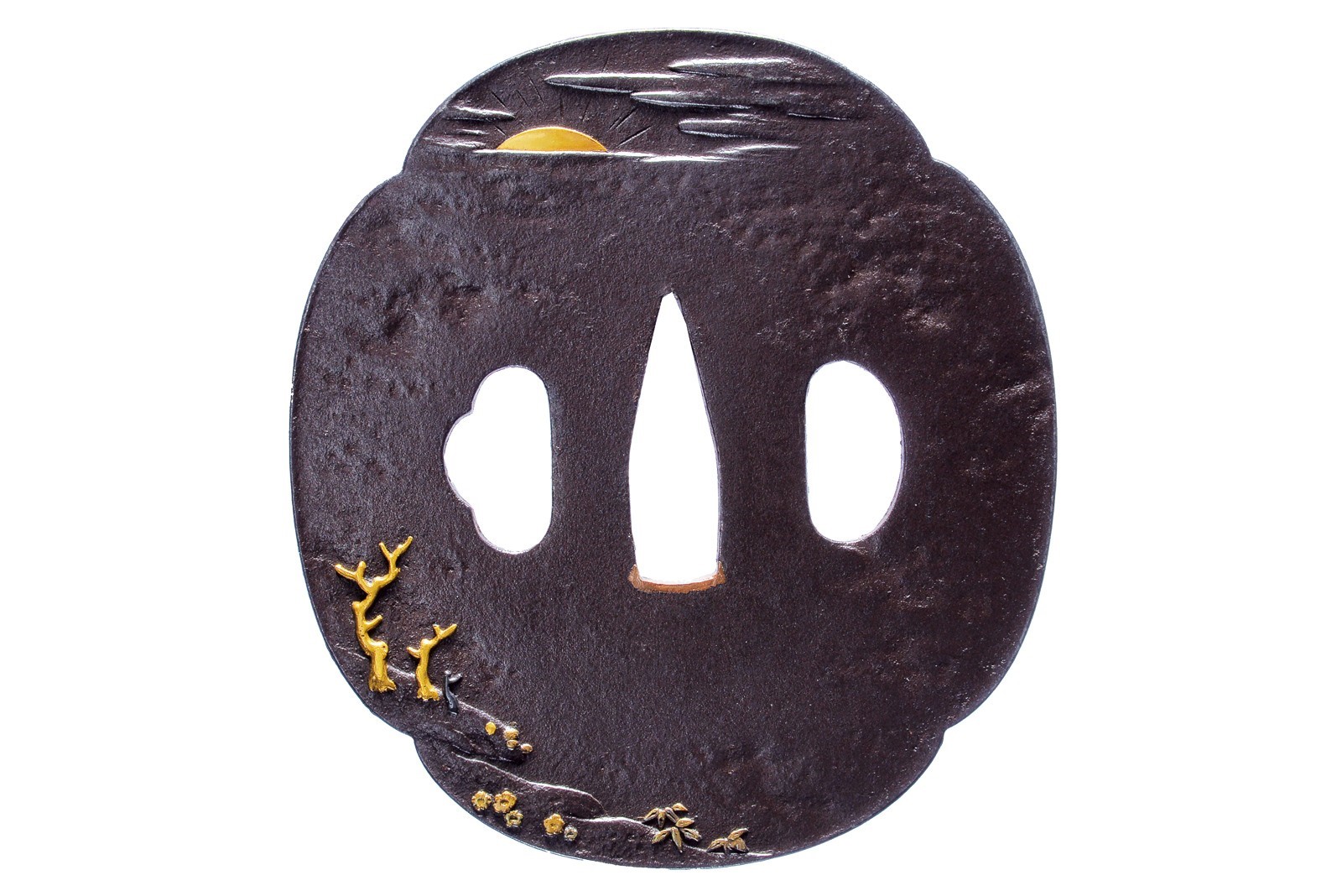 Tsuba firmata Shigenaga, con kakihan