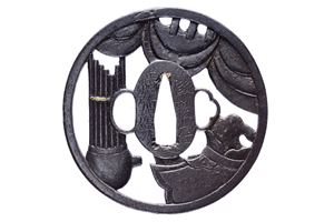 Tsuba firmata Yoshū Matsuyama jū Shōami Moritsugu