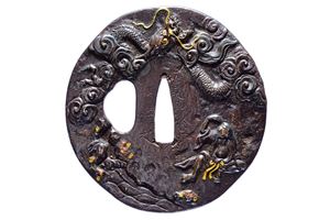 Interessante tsuba firmata Bushū jū Horiguchi Gorō Ōshū oite kore o tsukuru