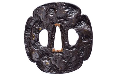 Yamashiro jū Tenhō, Tsuba in ferro con decorazione in mokko-gata, Periodo Edo