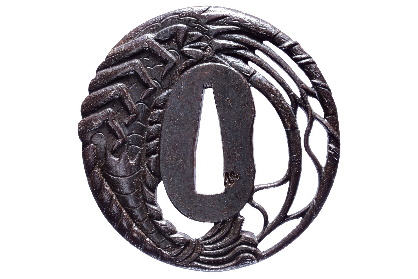 Yamashiro Kuni no jū Tadatsugu, Tsuba in ferro con raffigurazione di ebi, Periodo Edo