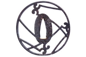 Tsuba firmata Sashū jū Yoshitaka saku