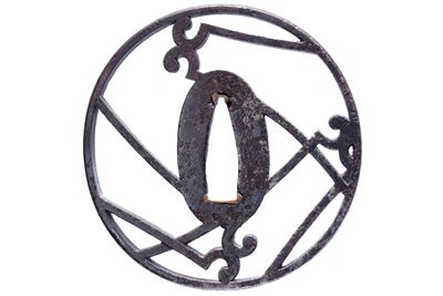 Sashū jū Yoshitaka, Tsuba firmata con sukashi raffigurante tre ponti