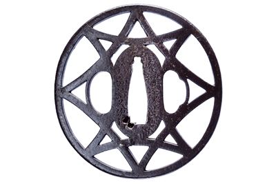 Kawaji Hisatsugu, Tsuba firmata Chōshū Hagi jū, ferro, giappone, Periodo Edo