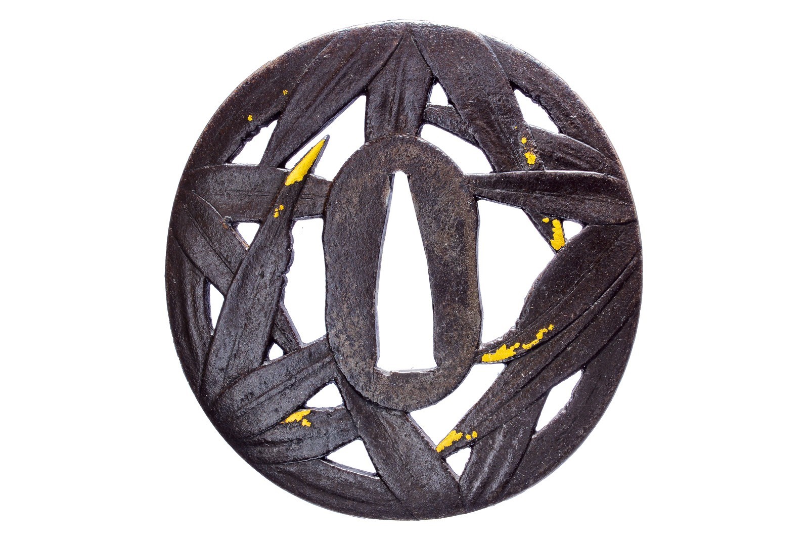 Bushū jū Masakata, Tsuba in ferro con foglie di bambù