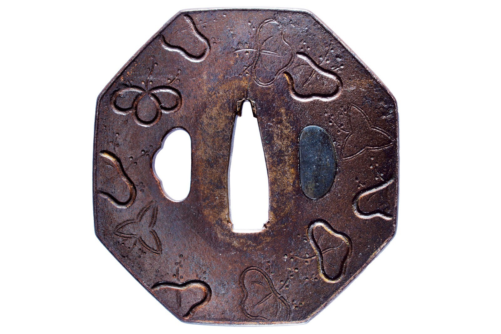 Kōfu jū Namitoshi, Tsuba in ferro, octagonale, periodo Edo