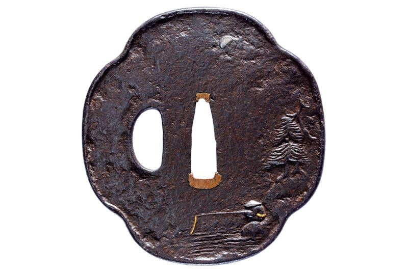 Tsuba firmata Yoshinori, con kao
