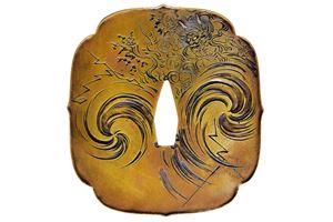 Tsuba firmata Somin, con kao