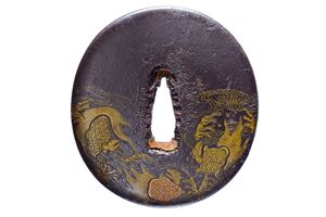 Interessante tsuba firmata Yamashiro ju Nagayoshi saku