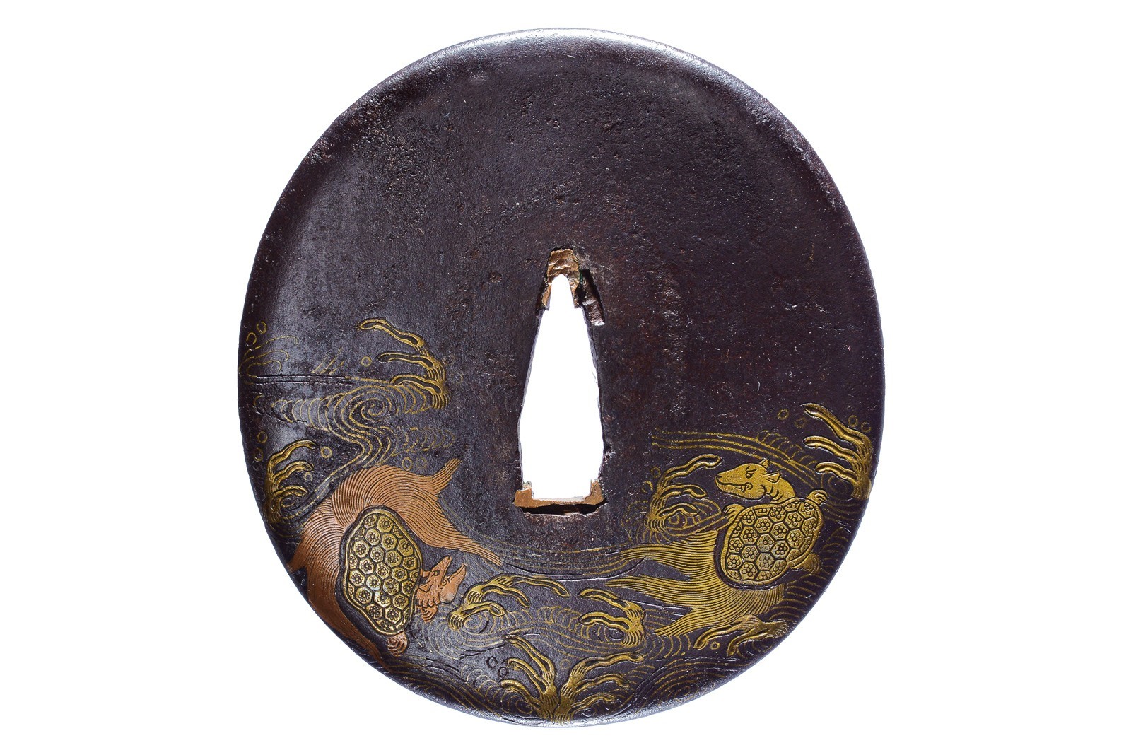 Interessante tsuba firmata Yamashiro ju Nagayoshi saku