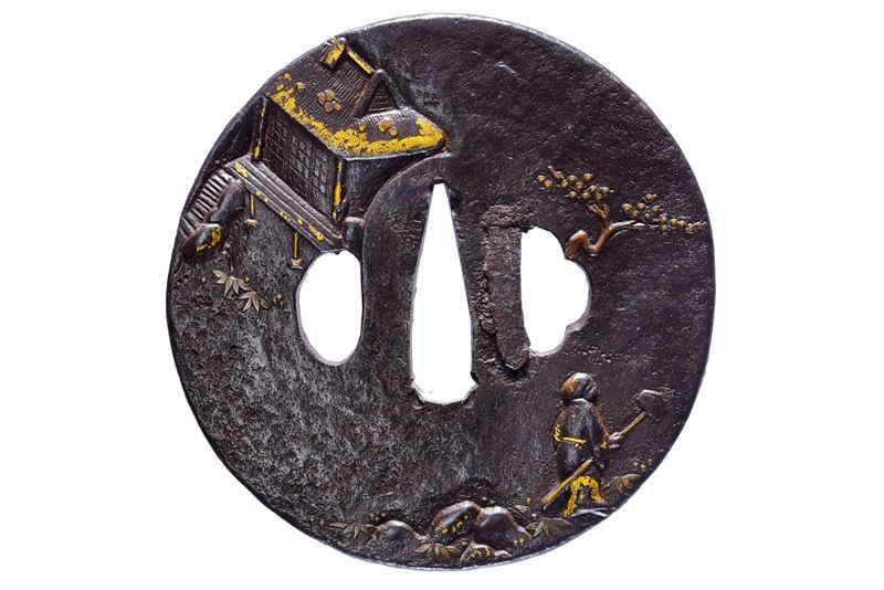 Importante e rara tsuba attribuito ad un maestro Shoami di Kyoto