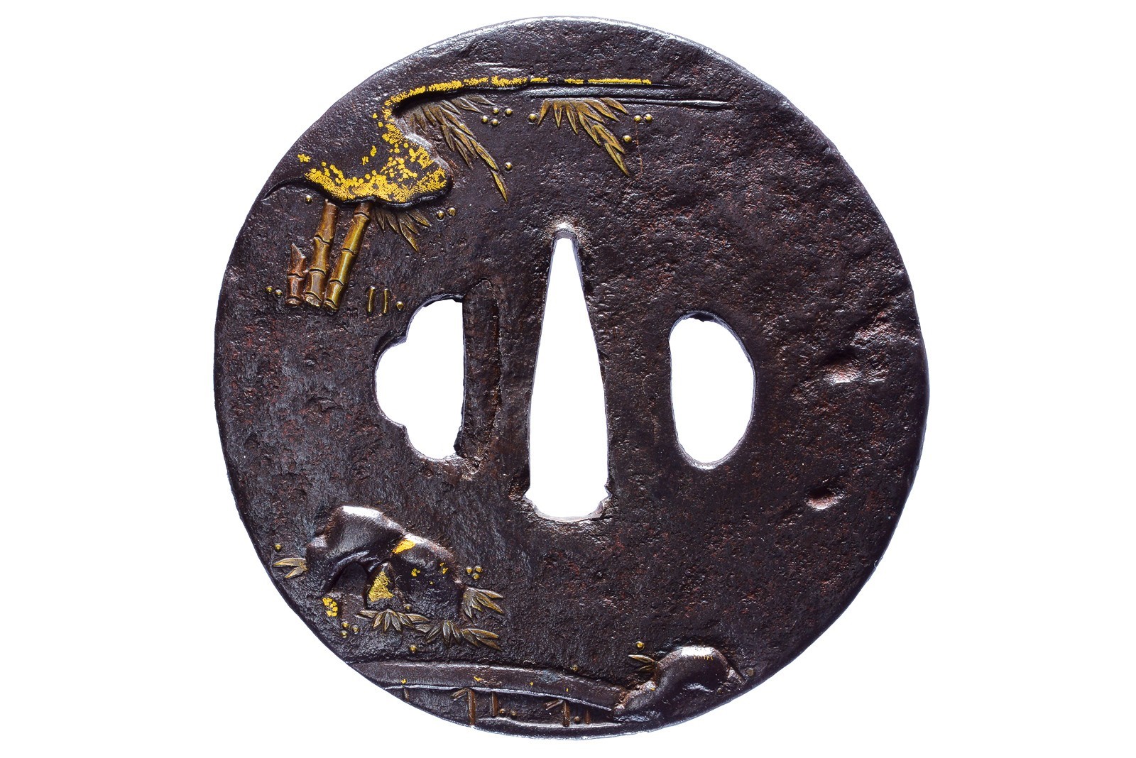 Importante e rara tsuba attribuito ad un maestro Shoami di Kyoto